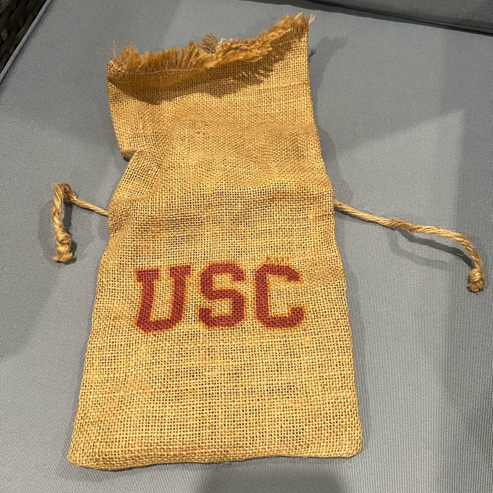 USC Burlap Drawstring Pouch